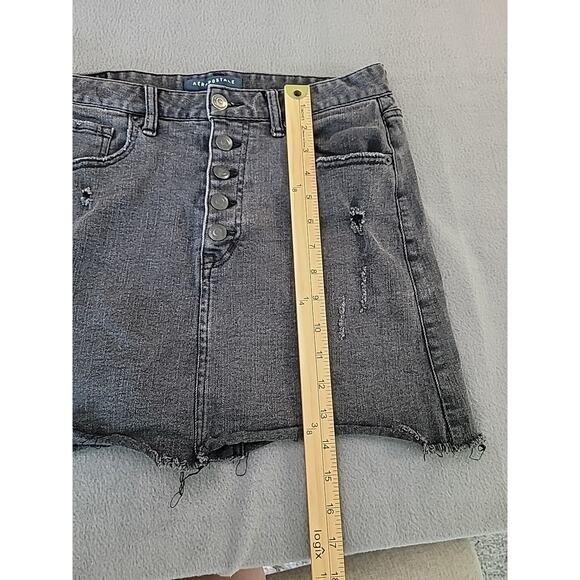 Aeropostale Black Denim Mini Skirt Size 6 Distressed Y2K Goth Skater Grunge - Picture 9 of 9